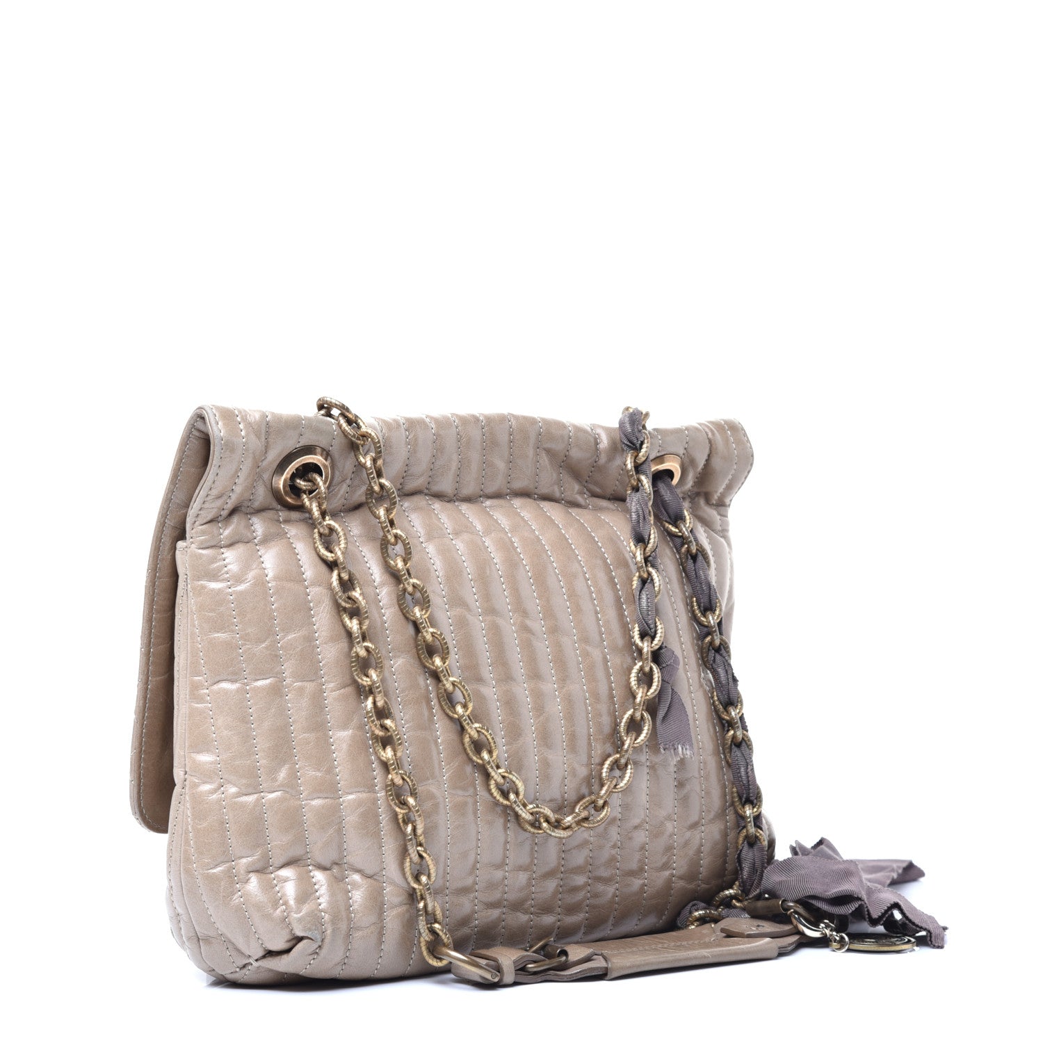 Lanvin Soft Calfskin Quilted Happy Shoulder Bag Grege 3 of 9
