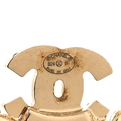 Chanel Metal Crystal CC Rope Hoop Earrings Gold 4 of 5