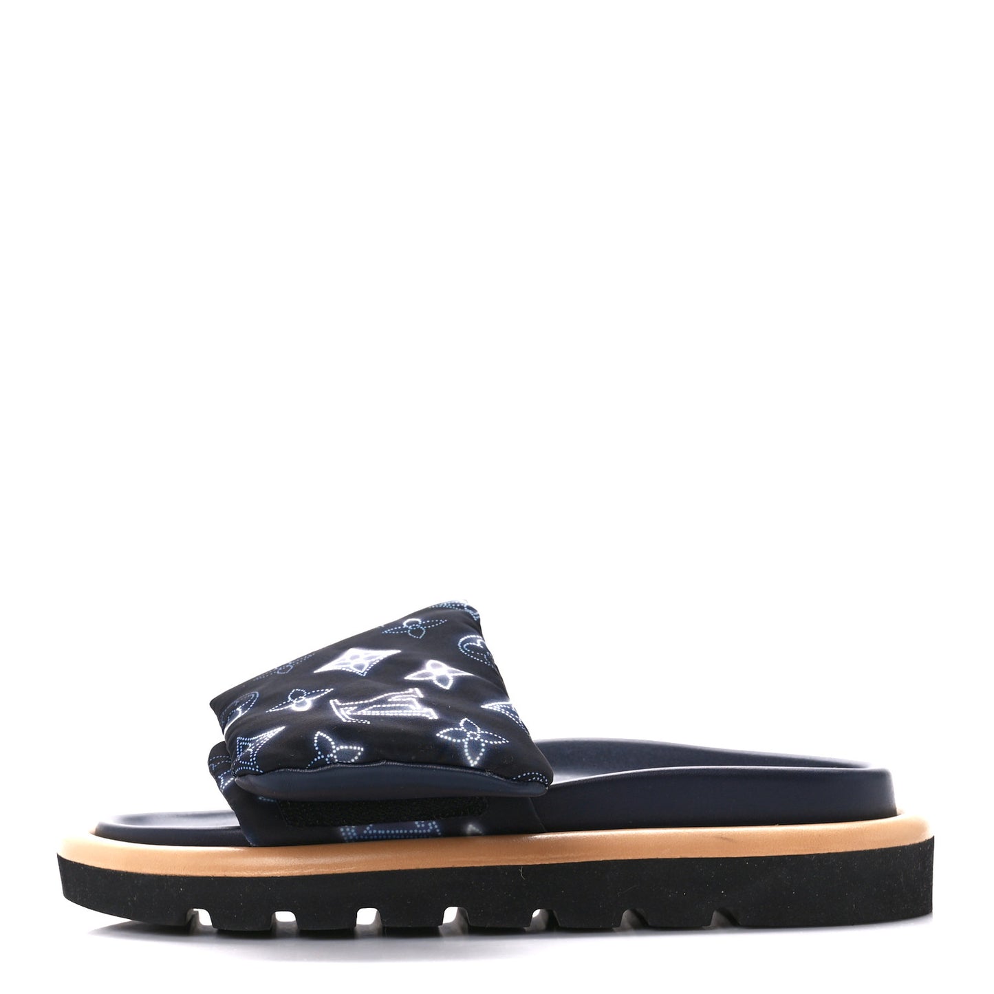 Nylon Monogram Womens Pool Pillow Comfort Mules 35 Navy Blue