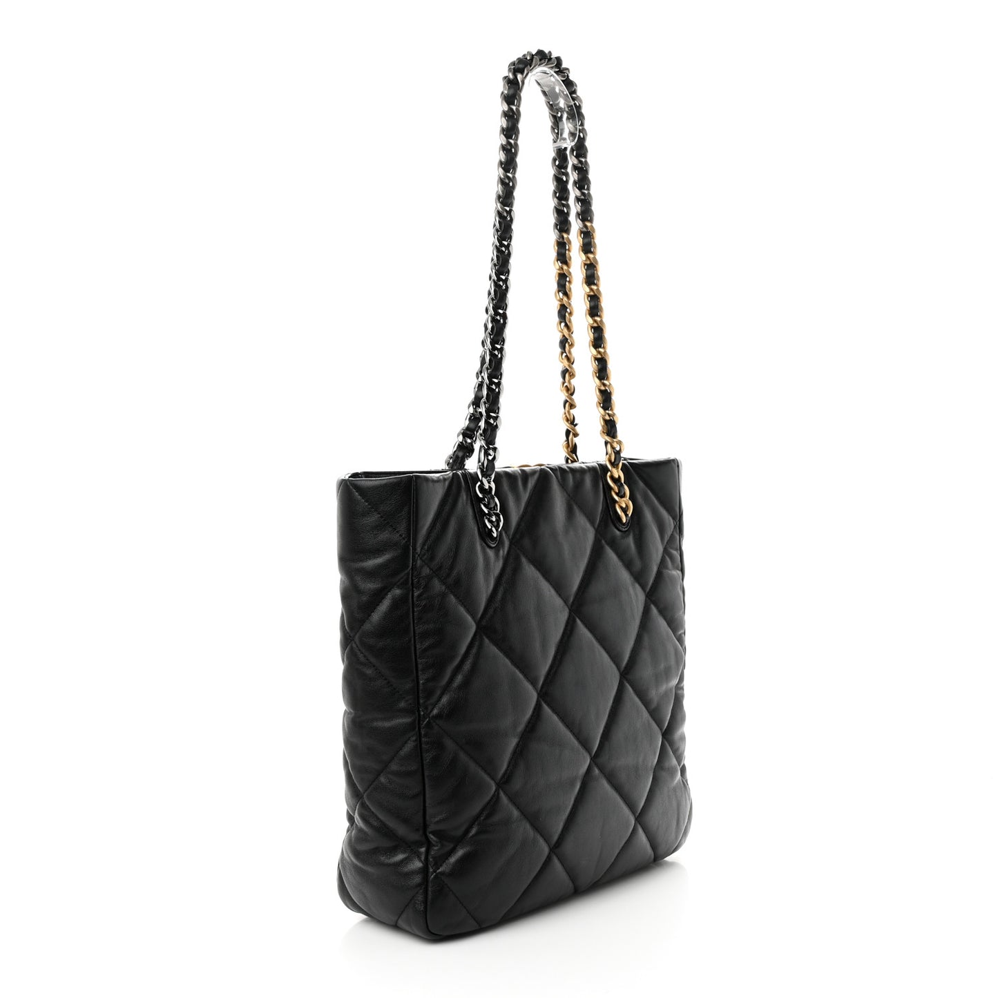 Lambskin Quilted Chanel 19 Shopping Bag Black