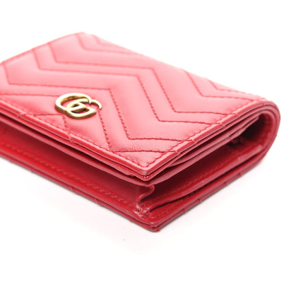 Gucci Calfskin Matelasse GG Marmont Card Case Wallet Hibiscus Red 8 of 8