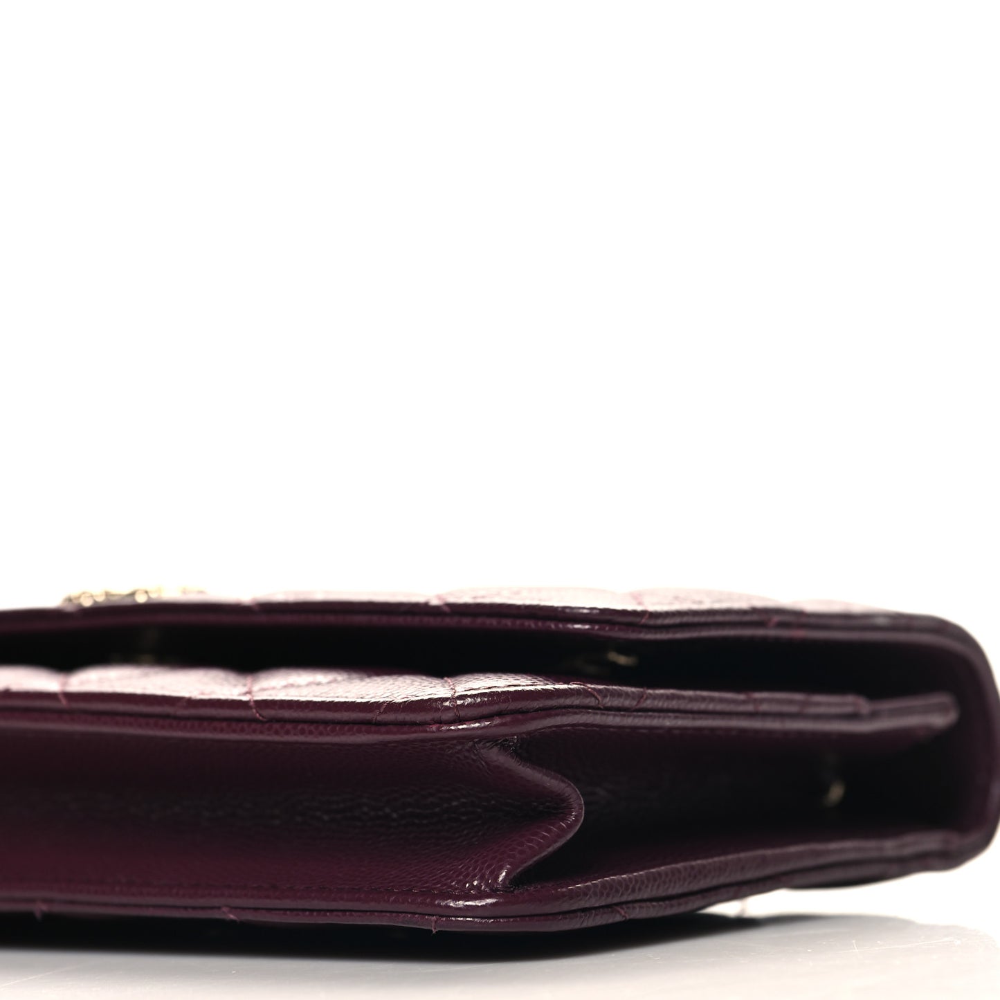 Caviar Quilted Embossed CC Wallet On Chain WOC Dark Burgundy