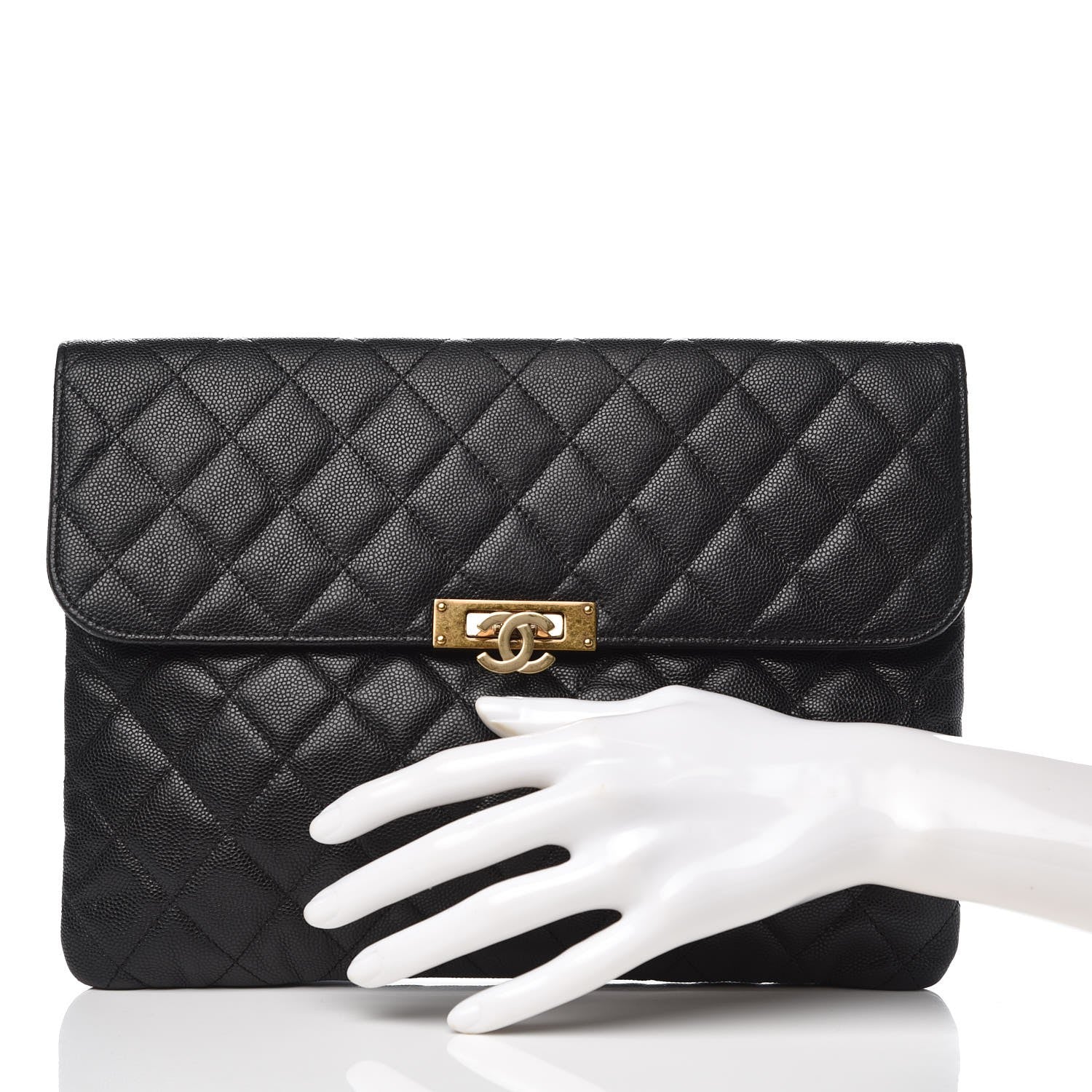 Chanel Caviar Quilted Medium Golden Class Pouch Black 2 of 7