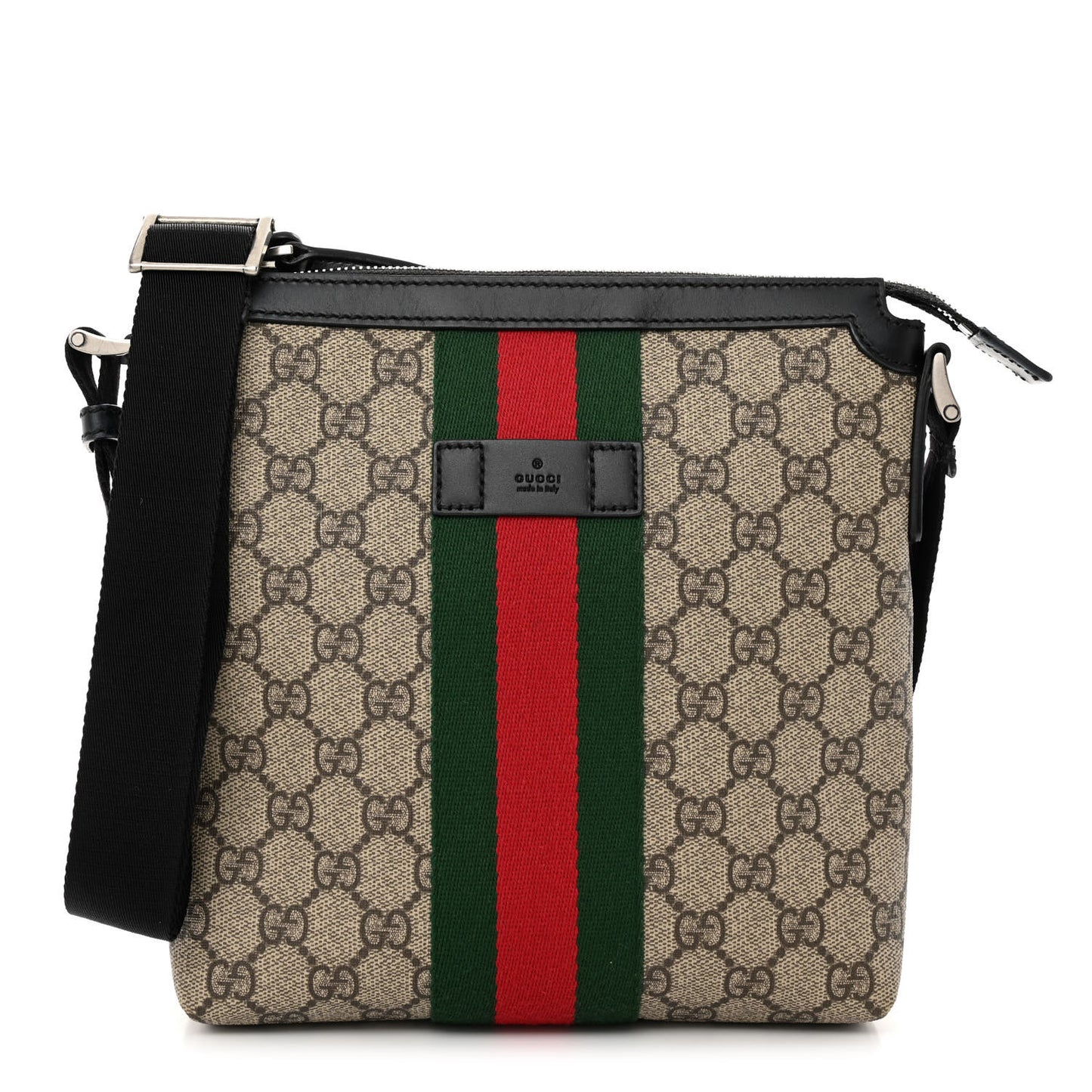 GG Supreme Monogram Web Messenger Bag Black