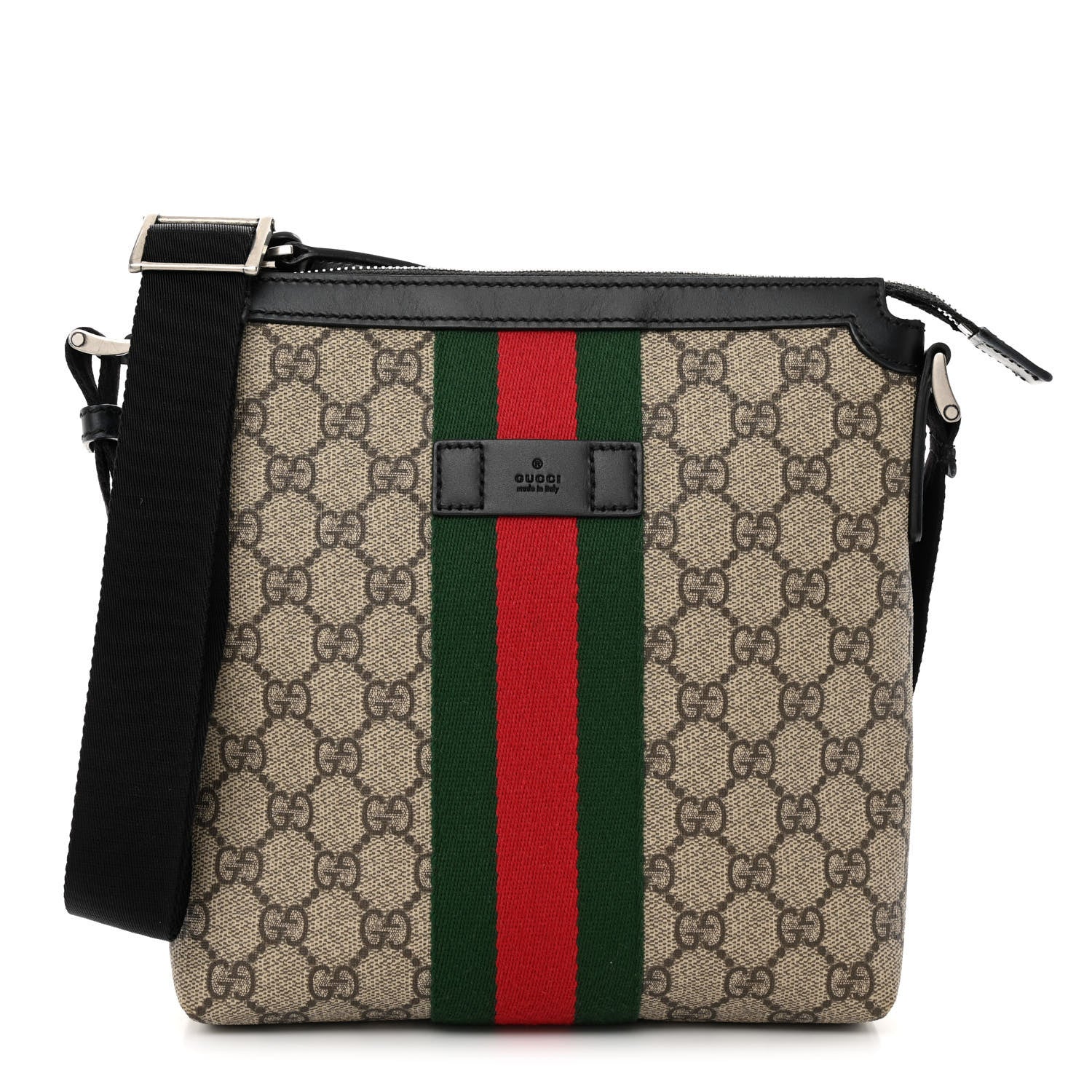 Gucci GG Supreme Monogram Web Messenger Bag Black 1 of 12