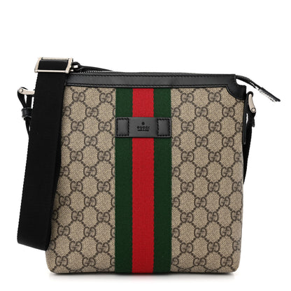 Gucci GG Supreme Monogram Web Messenger Bag Black 1 of 12