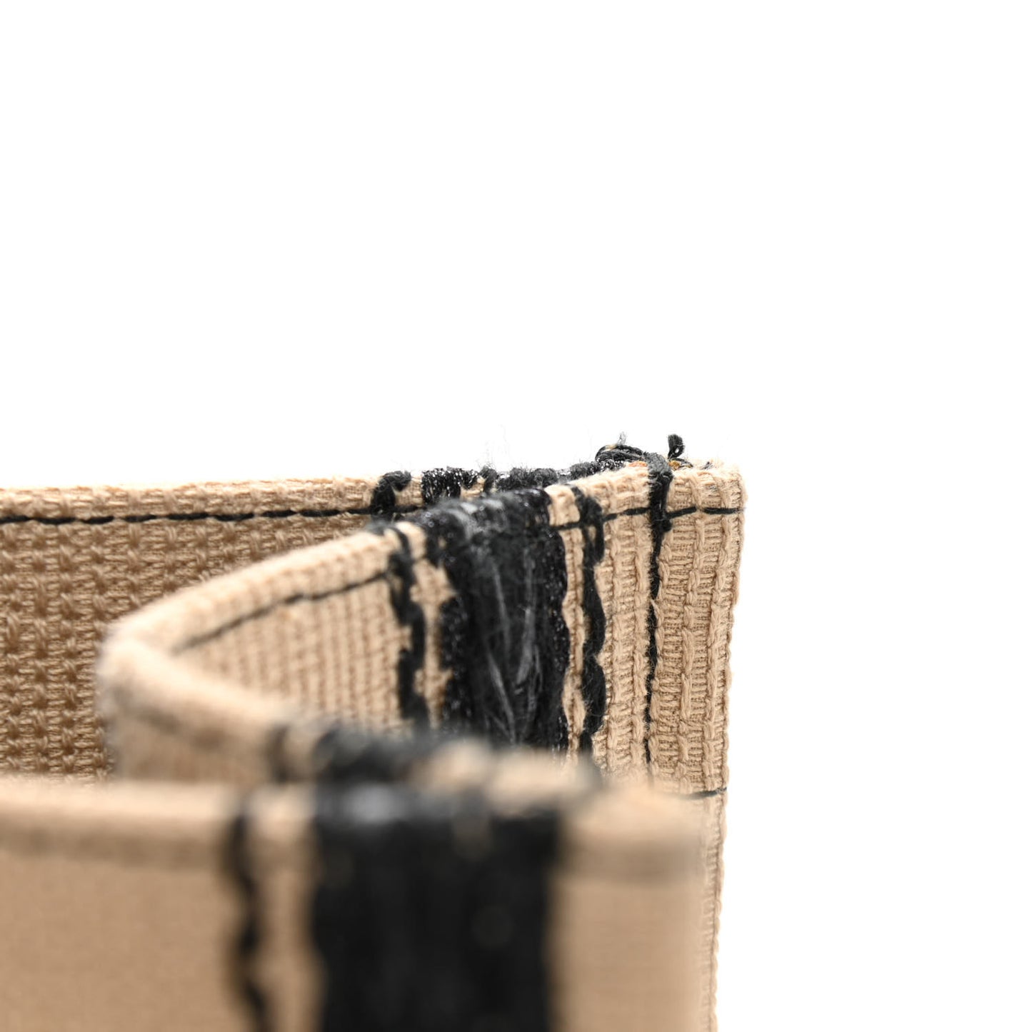 Canvas Embroidered Medium Bayadere Book Tote Black Beige