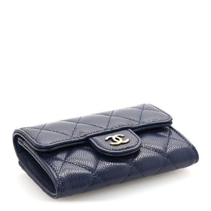 Chanel Caviar Quilted Flap Card Holder Wallet Navy Blue 4 of 9
