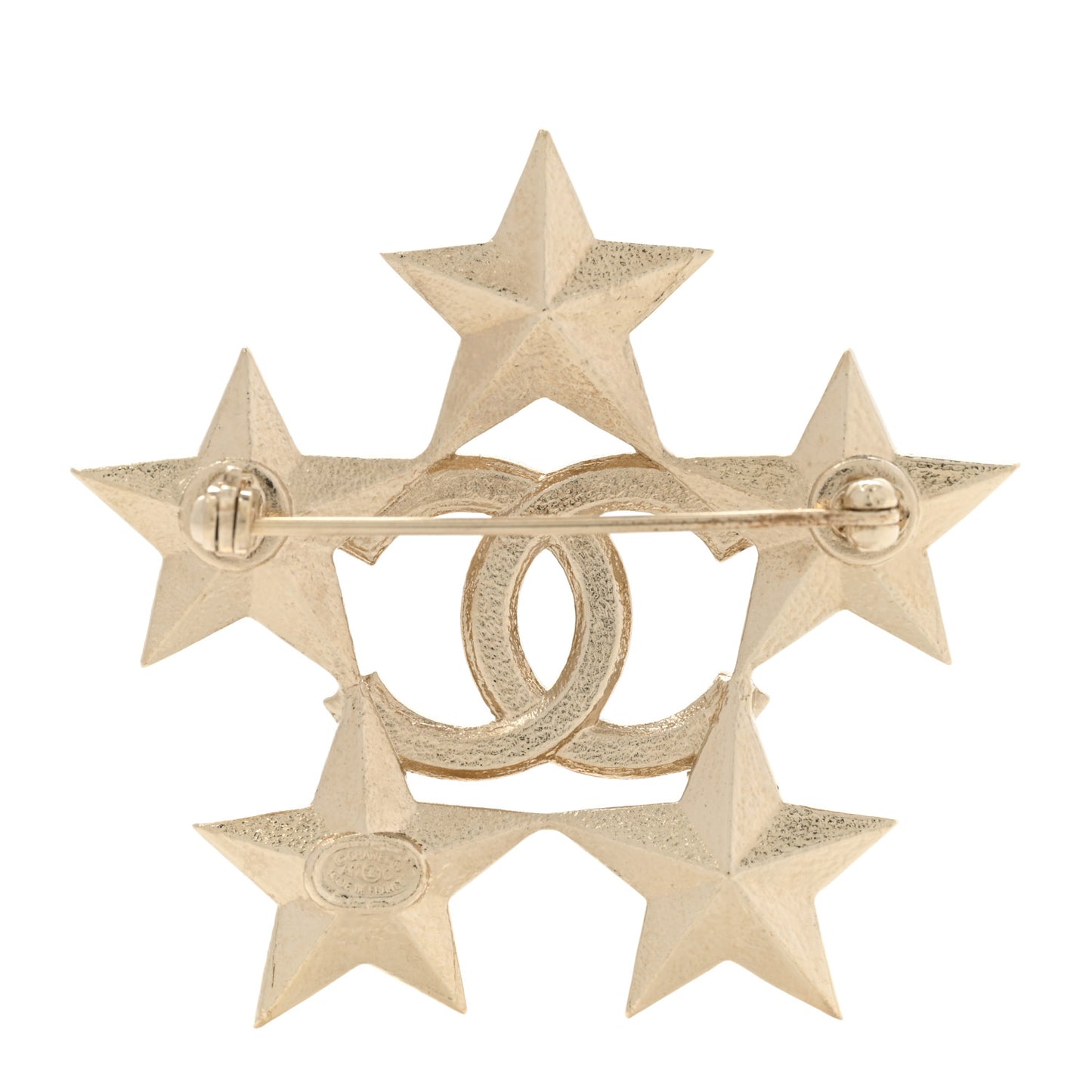 Baguette Crystal CC Star Brooch Gold