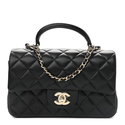 Chanel Lambskin Quilted Mini Top Handle Rectangular Flap Black 1 of 9