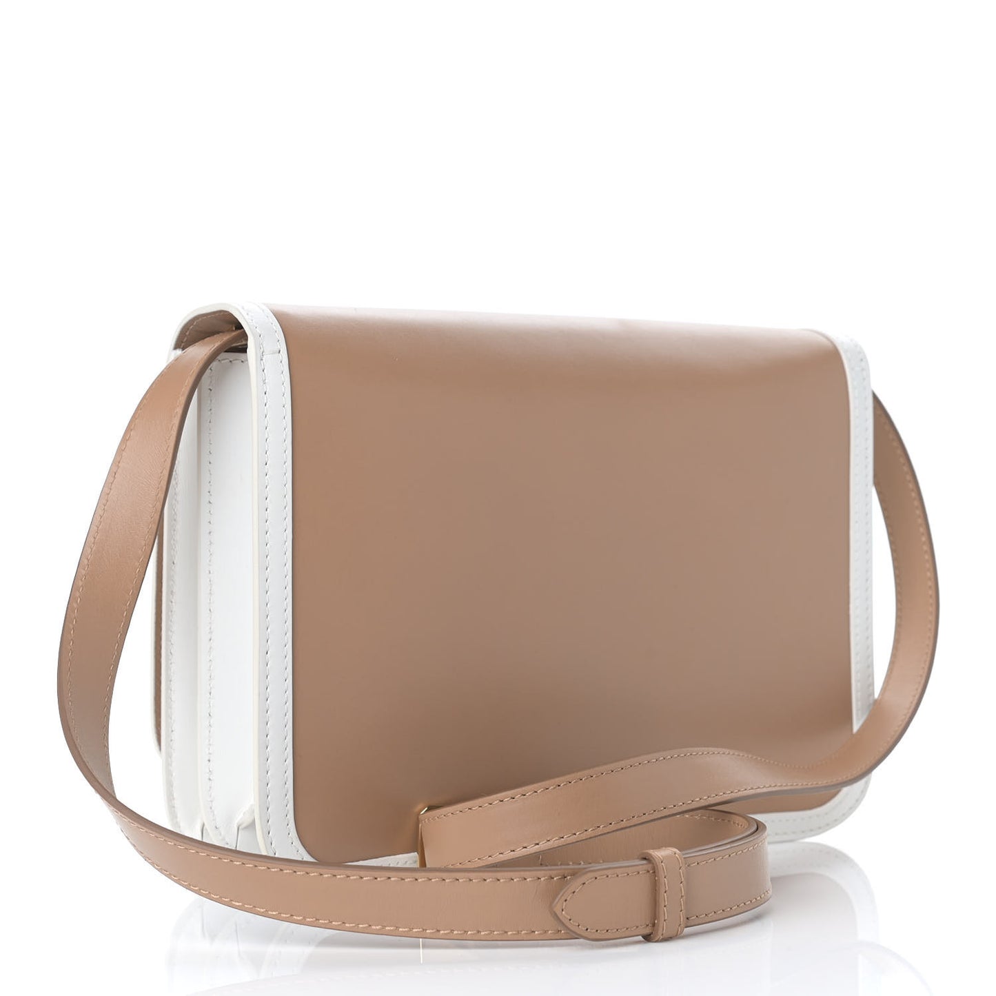 Smooth Calfskin Monogram Medium TB Bag Chalk White Camel