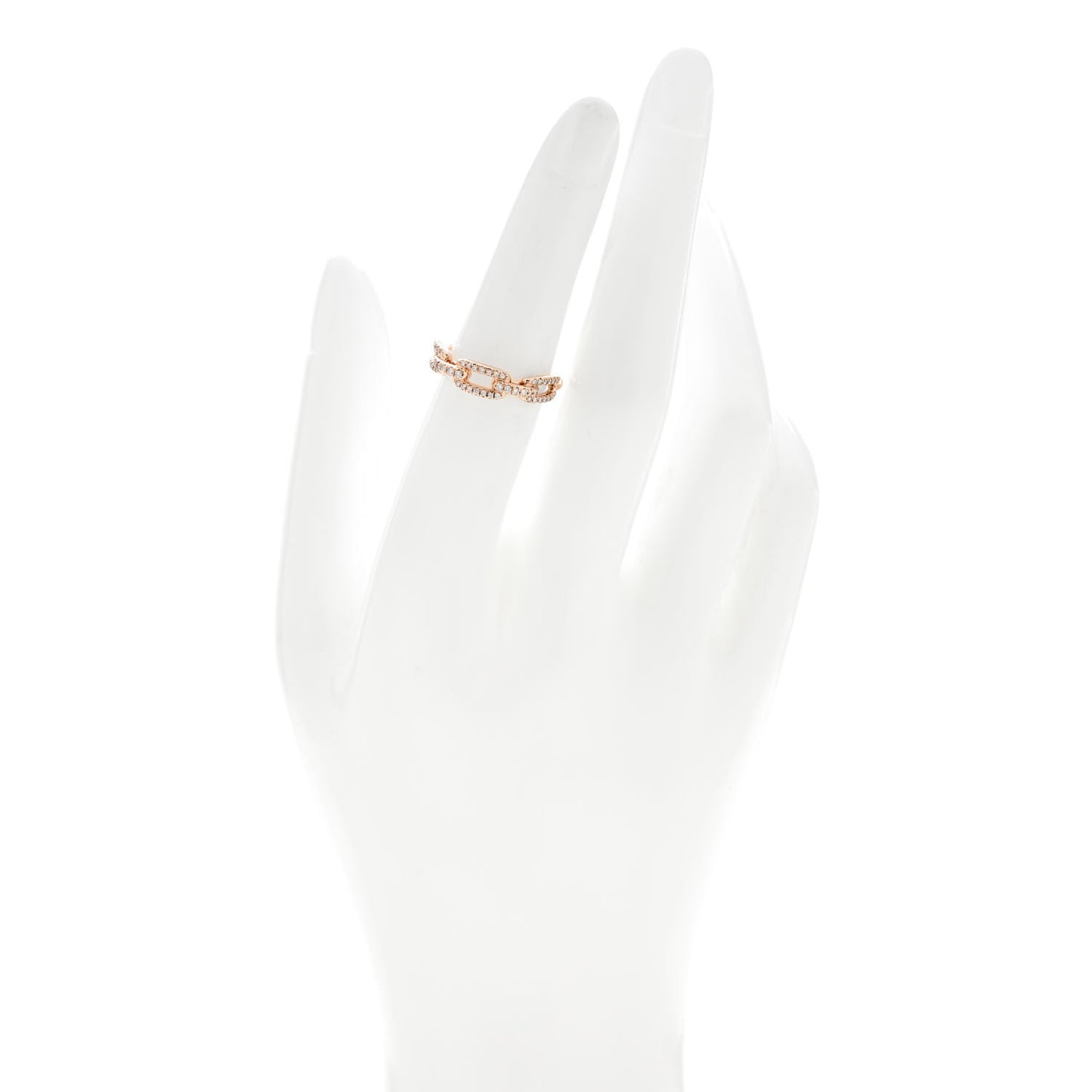 18K Rose Gold Diamond 4.5mm Stax Single Row Chain Link Ring 51 5.75