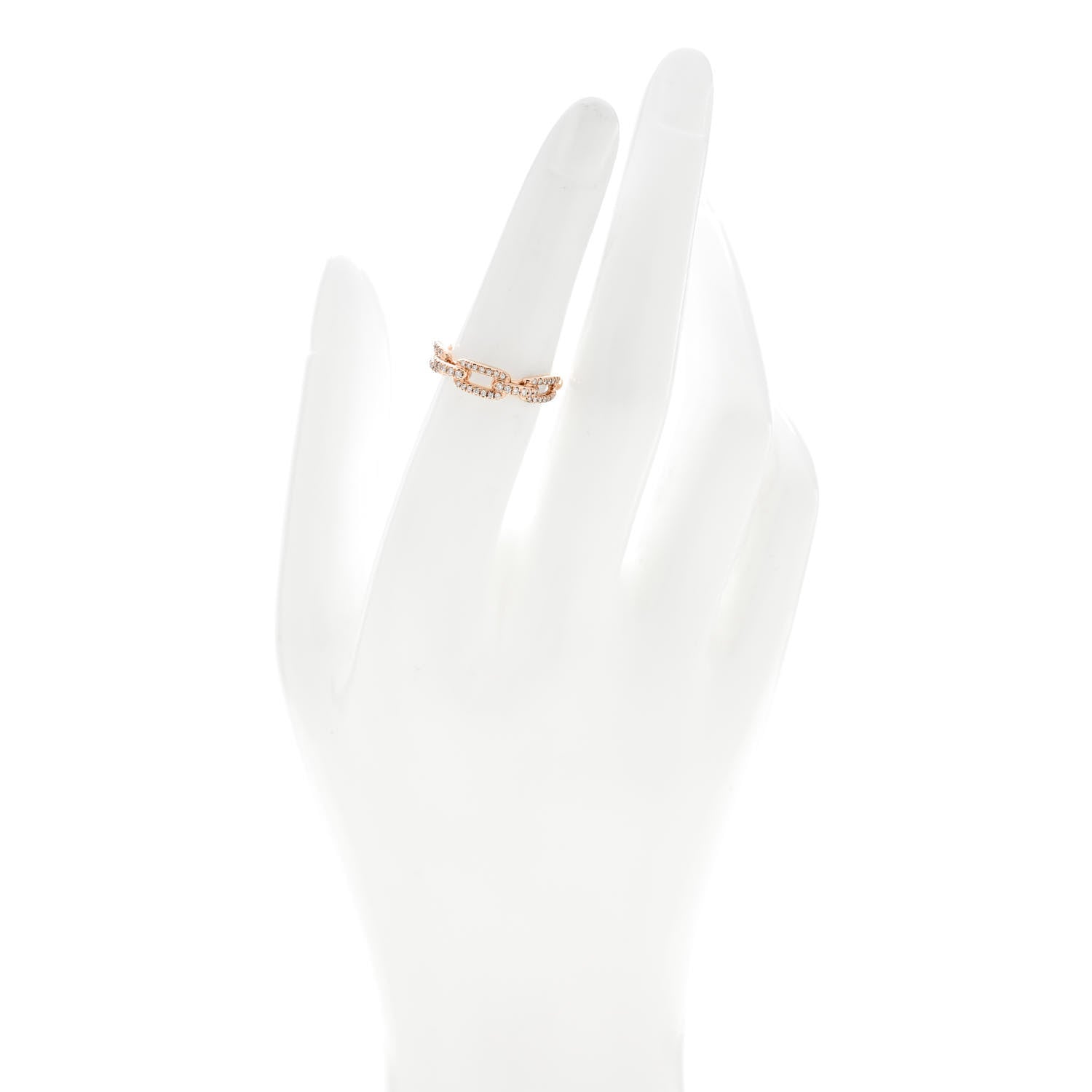 David Yurman 18K Rose Gold Diamond 4.5mm Stax Single Row Chain Link Ring 51 5.75 2 of 4