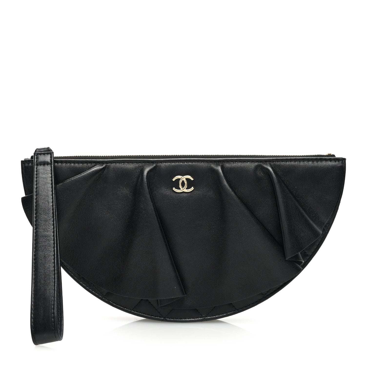Chanel Lambskin Quilted Wave Clutch Black 1 of 8