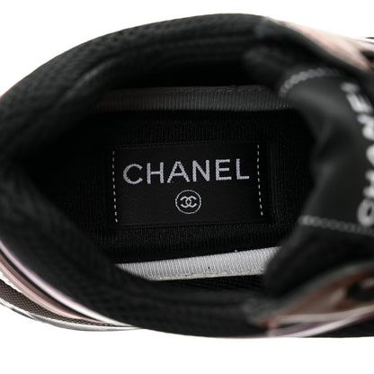 Chanel Fabric Laminated Calfskin Stretch CC Womens Sneakers 37 Black Dark Purple Burgundy 7 of 8