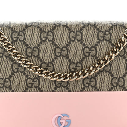 Gucci GG Supreme Monogram Bi-Color GG Marmont Chain Wallet Souffle Rose Ebony 8 of 10