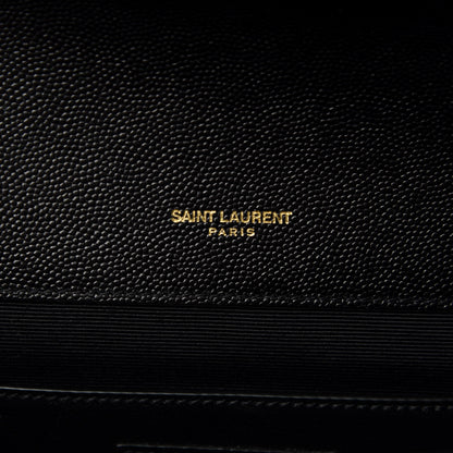 Saint Laurent Grain De Poudre Textured Mixed Matelasse Triquilt Small Monogram Satchel Black 9 of 10