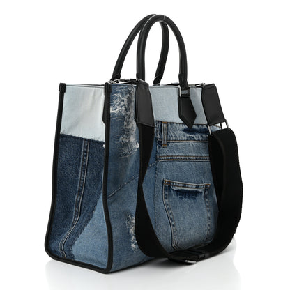 Dolce & Gabbana DOLCE GABBANA Large Denim Patchwork Shopping Tote Blue Black 3 of 10
