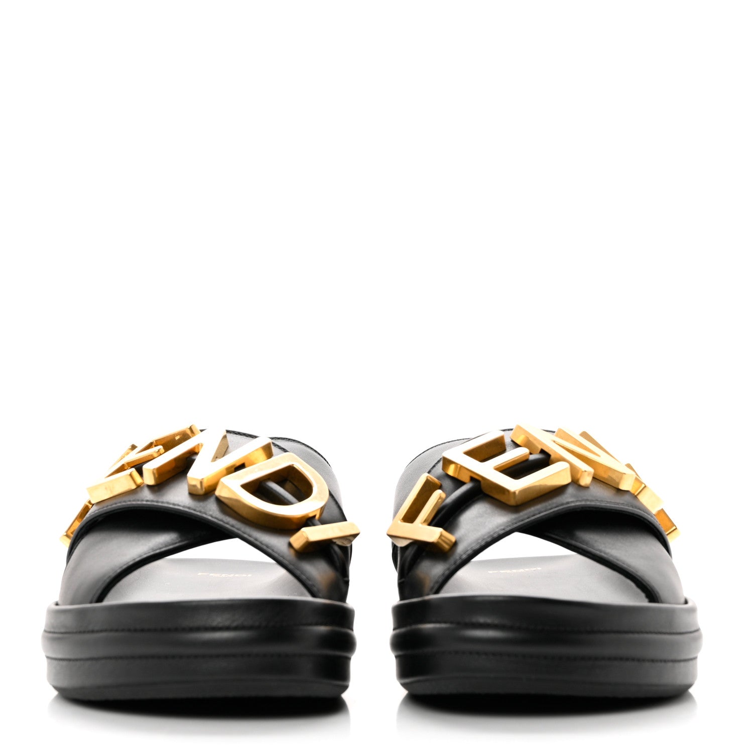 Fendi Vitello Womens Fendigraphy Slide Sandals 37.5 Black 2 of 9
