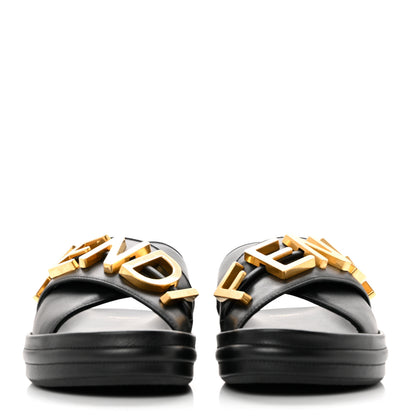 Fendi Vitello Womens Fendigraphy Slide Sandals 37.5 Black 2 of 9