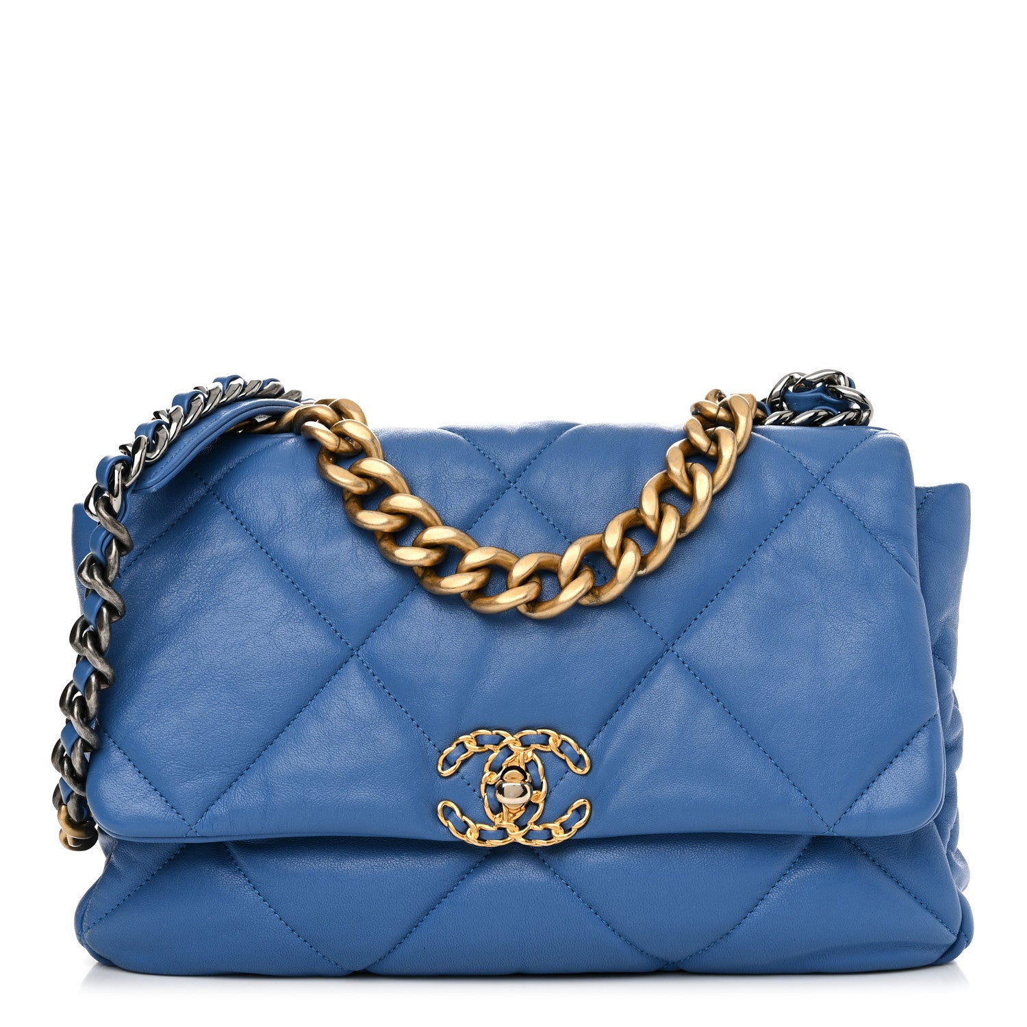 Chanel Lambskin Quilted Large Chanel 19 Flap Blue 1 of 10