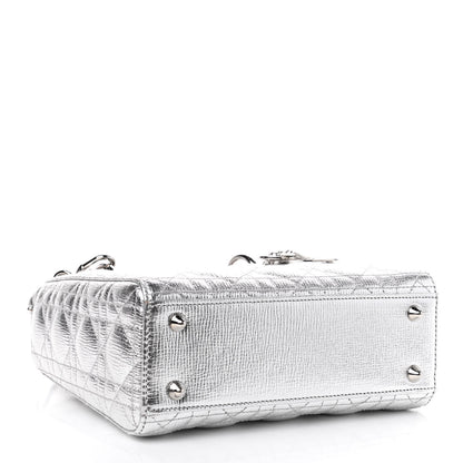 Christian Dior Metallic Grained Calfskin Cannage Small Lucky Badges My Lady Dior Silver 3 of 5