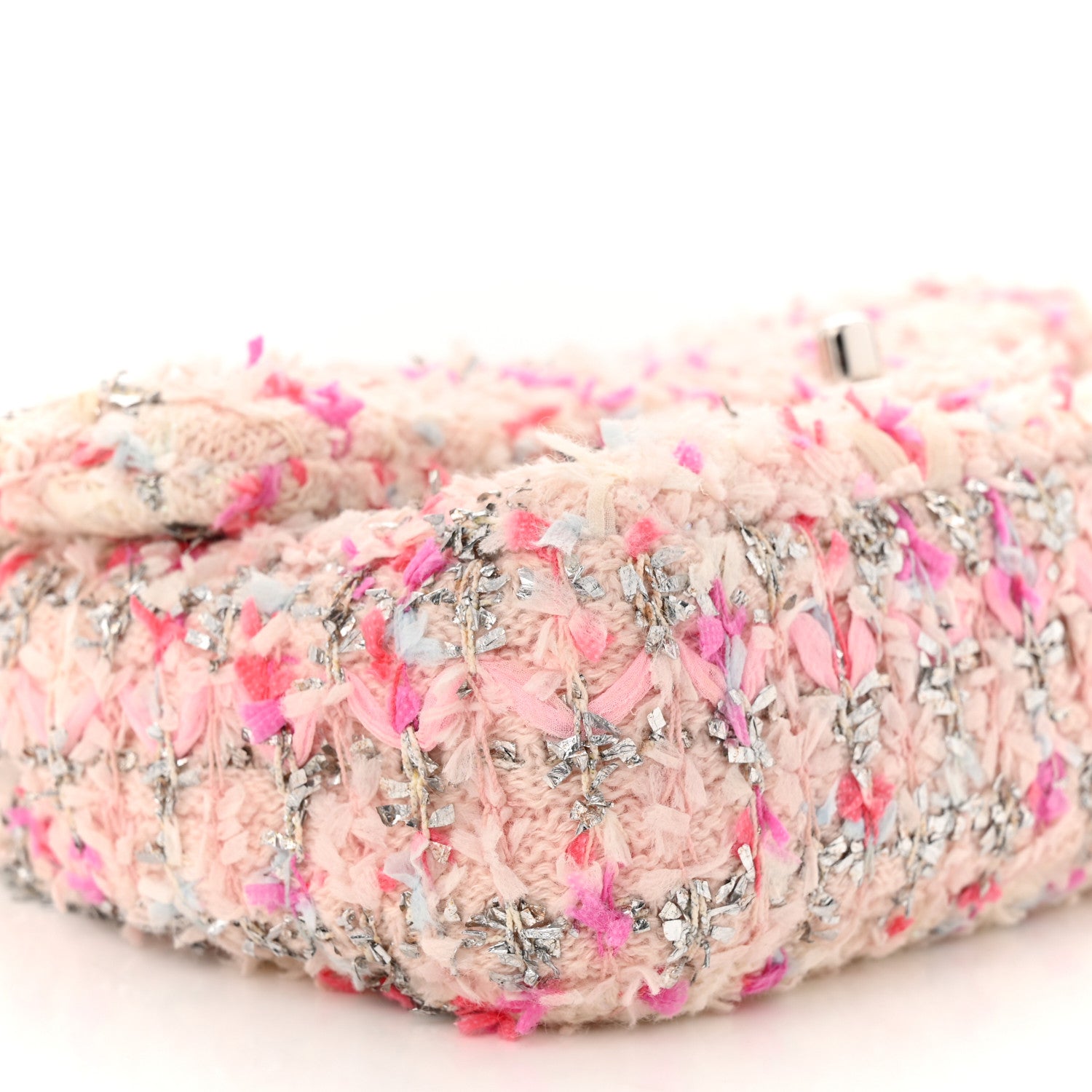 Chanel Tweed Quilted Mini Rectangular Flap Light Pink Silver Blue 9 of 10