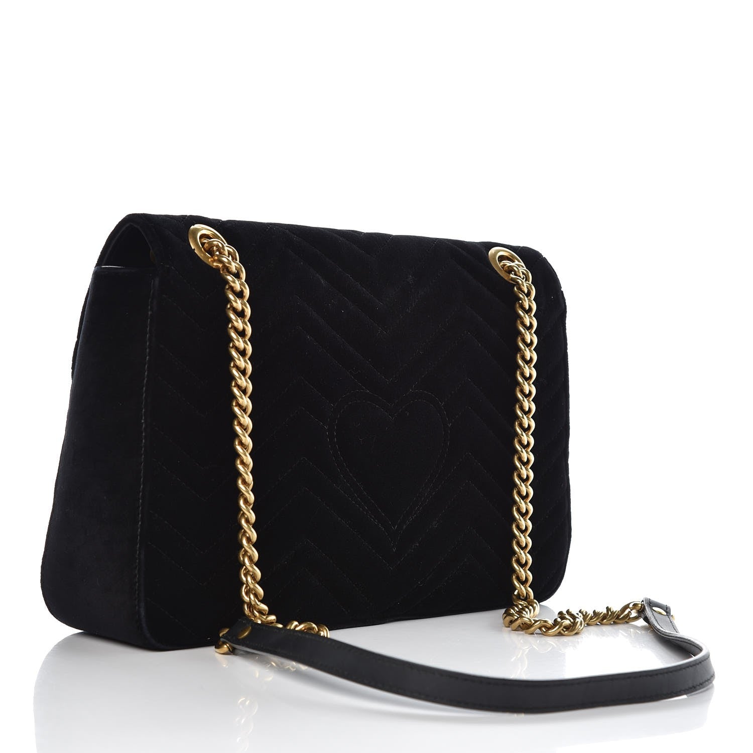 Gucci Velvet Matelasse Loved Embroidered Medium GG Marmont Shoulder Bag Black 3 of 16