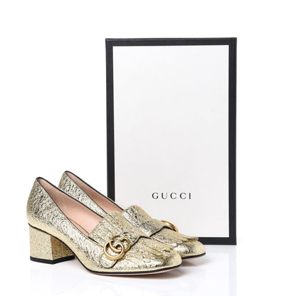 Gucci Galassia GG Marmont Fringe 50mm Loafer Pumps 39 Platino 10 of 10