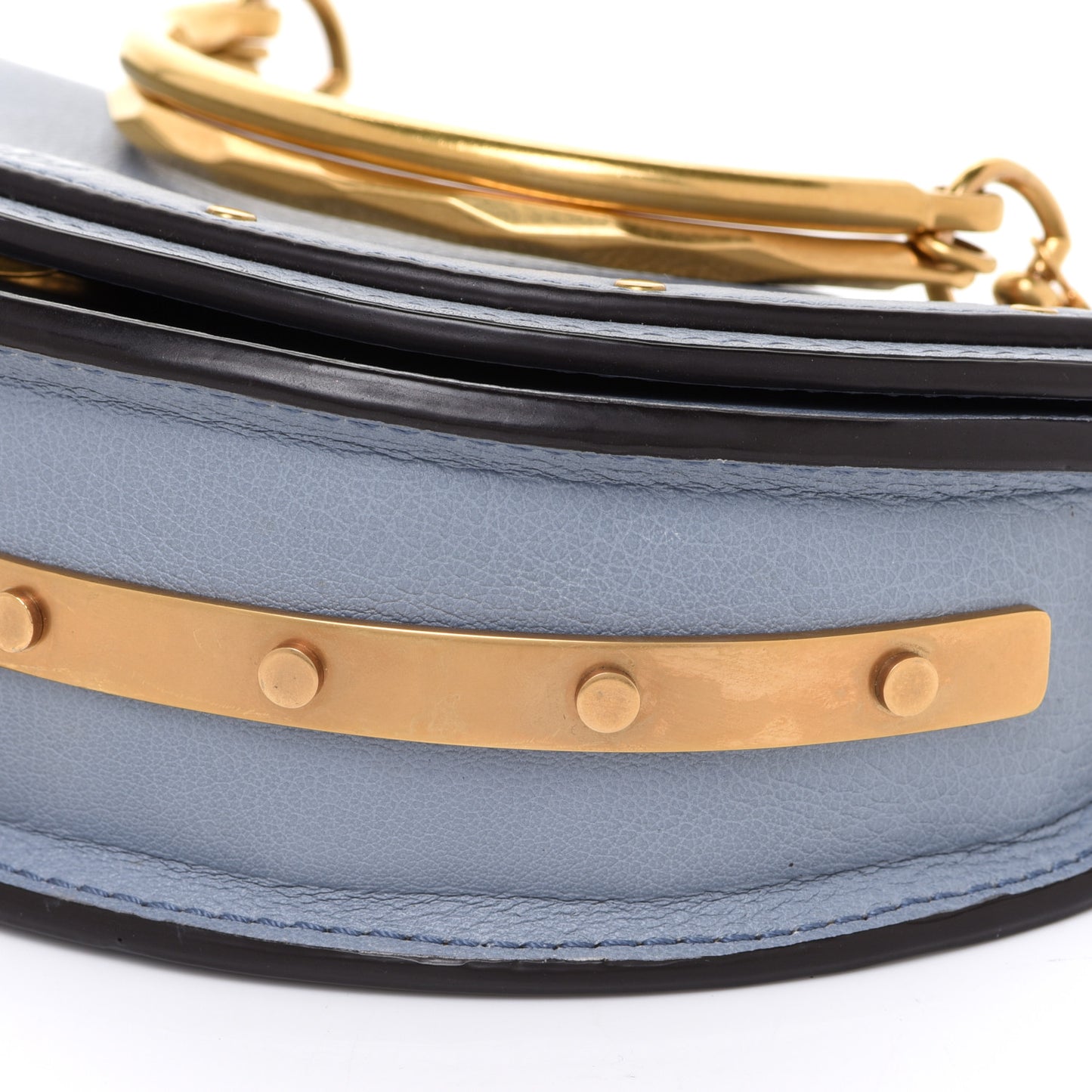 Calfskin Small Nile Bracelet Minaudiere Bag Washed Blue