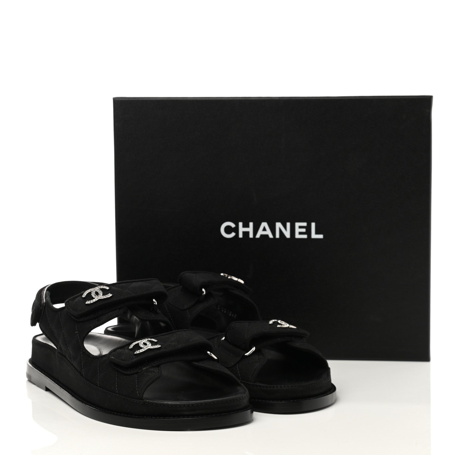Chanel Mixed Fibers Velcro Dad Sandals 40.5 Black 9 of 9