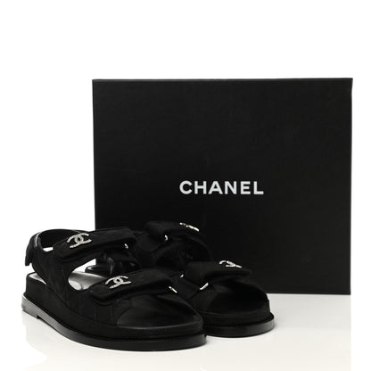 Chanel Mixed Fibers Velcro Dad Sandals 40.5 Black 9 of 9