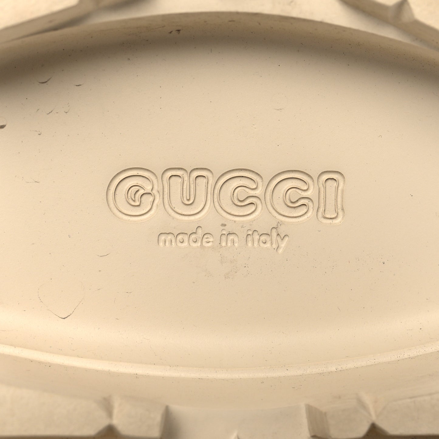 Rubber GG Monogram Perforated Elea Platform 55mm Lug Sole Sandals 36 Mystic White