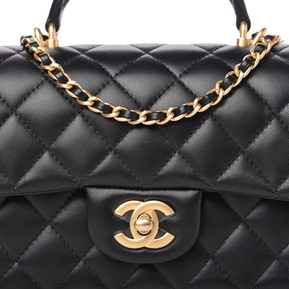 Chanel Lambskin Quilted Mini Top Handle Rectangular Flap Black 10 of 11