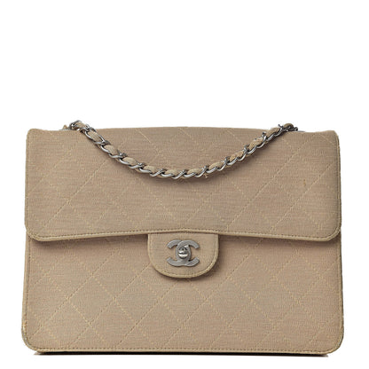 Chanel Jersey Quilted Jumbo Single Flap Beige 1 of 21