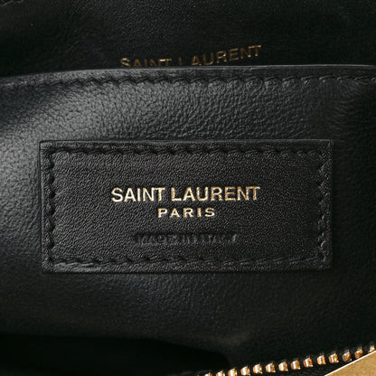 Saint Laurent Suede Shearling Y Quilted Monogram Small Loulou Chain Satchel Black 8 of 12