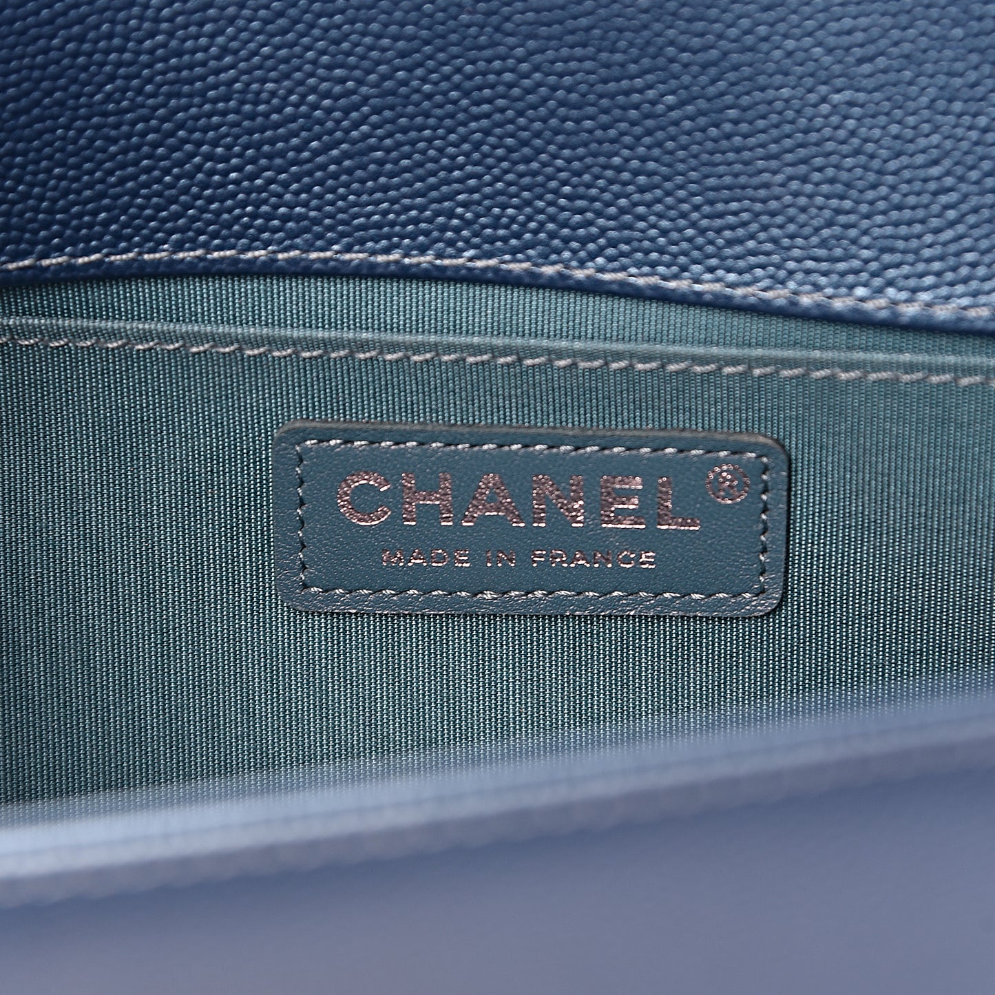 Metallic Caviar Quilted Medium Boy Flap Turquoise