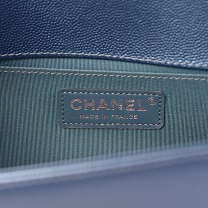 Chanel Metallic Caviar Quilted Medium Boy Flap Turquoise 6 of 11