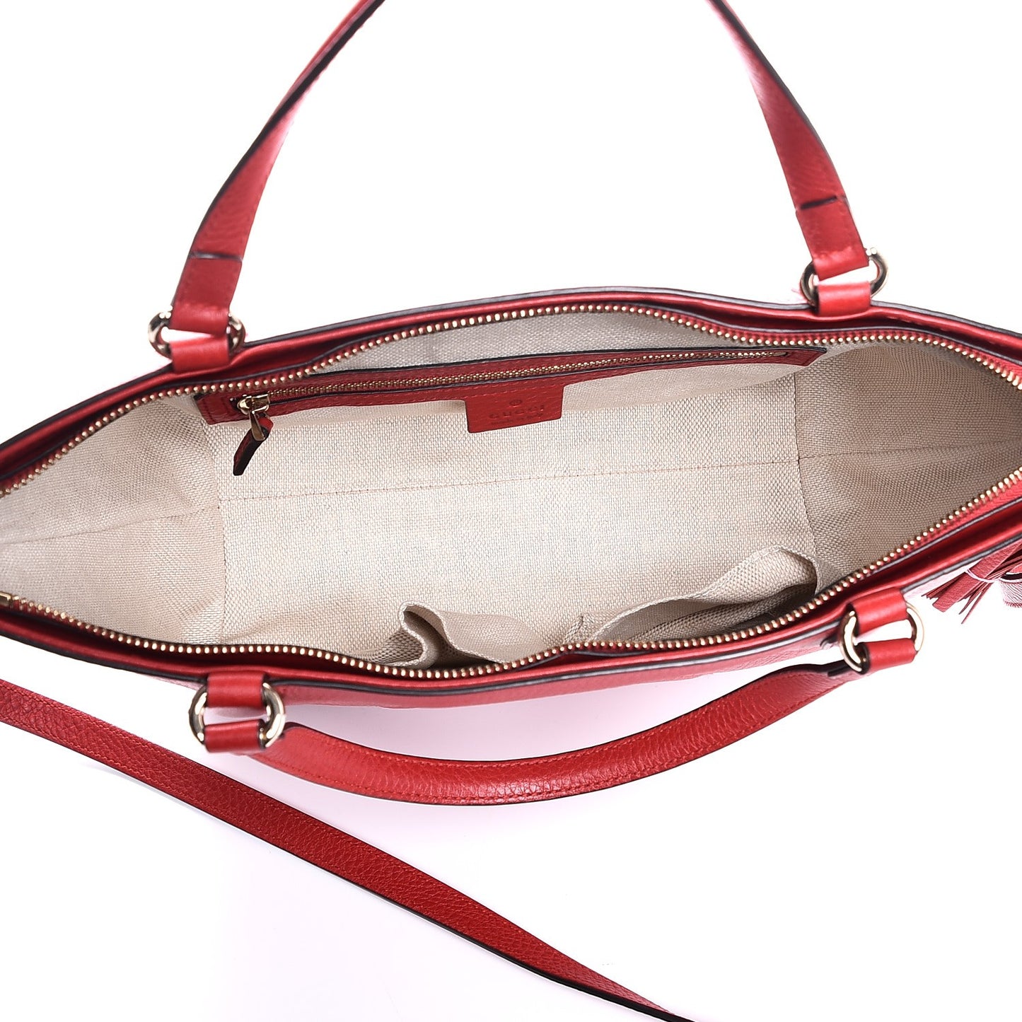 Pebbled Calfskin Small Soho Top Handle Bag Tabasco Red