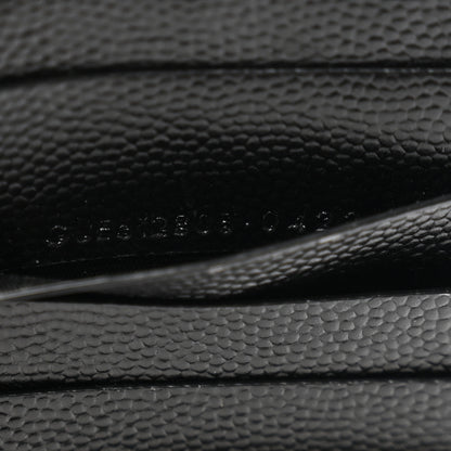Saint Laurent Grain De Poudre Matelasse Chevron Monogram Monochrome Compact Wallet Black 7 of 8