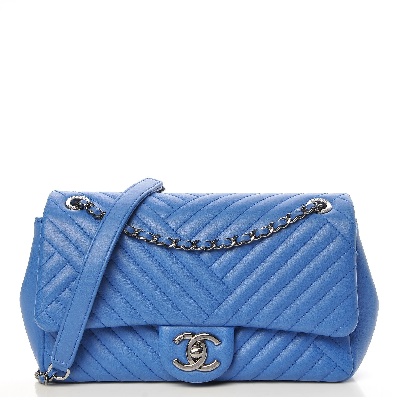 Chanel Lambskin Quilted Small CC Crossing Flap Blue 1 of 9