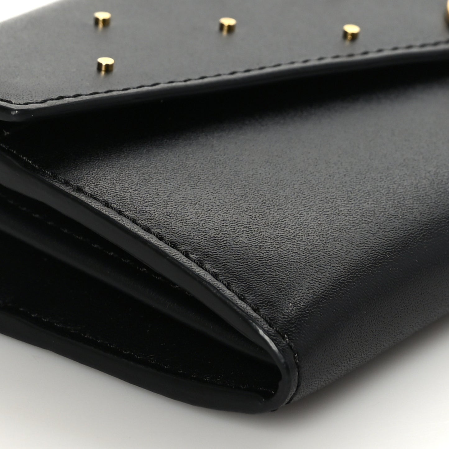 Vitello Liberty F is Fendi Studded Continental Envelope Wallet On Chain Black