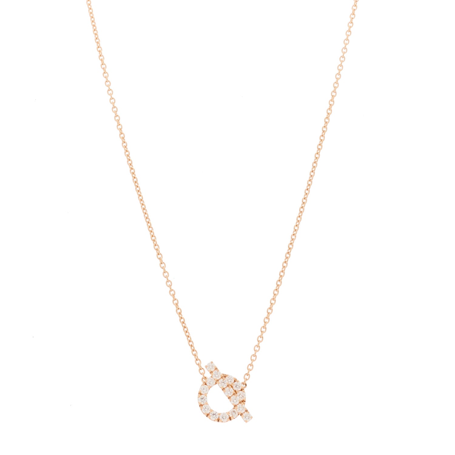 Hermes 18K Rose Gold Diamond Finesse Pendant Necklace 1 of 6