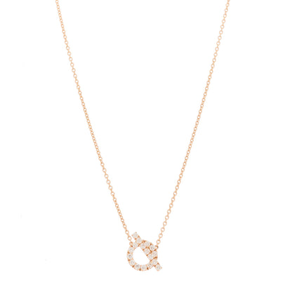 Hermes 18K Rose Gold Diamond Finesse Pendant Necklace 1 of 6