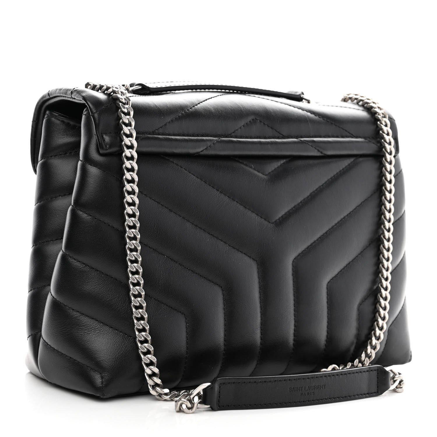 Saint Laurent Calfskin Y Quilted Monogram Small Loulou Chain Satchel Black 2 of 11