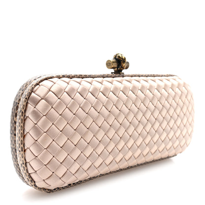 Bottega Veneta Satin Ayers Intrecciato Stretch Knot Clutch Nude 3 of 6