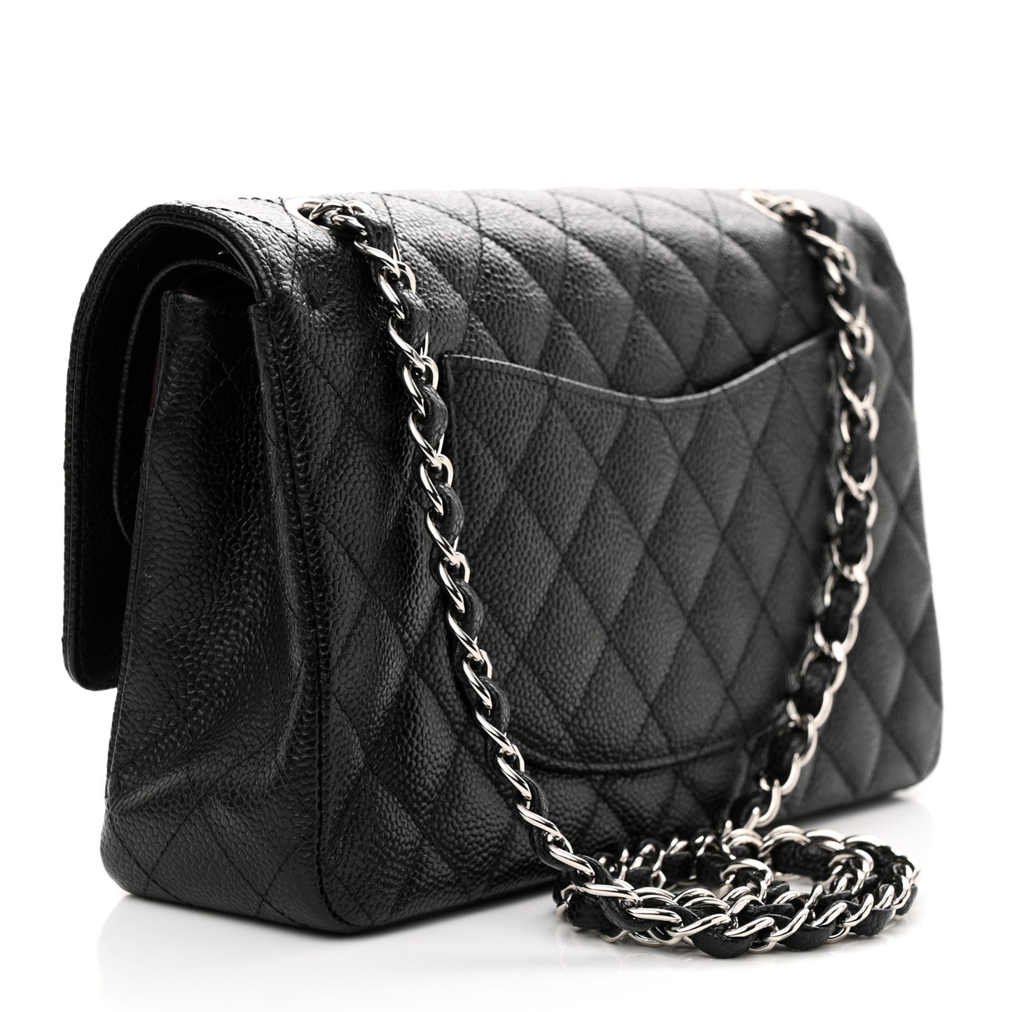 Caviar Quilted Medium Double Flap Black