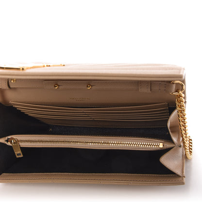 Saint Laurent Grain De Poudre Matelasse Chevron Monogram Chain Wallet Nude Powder 5 of 9