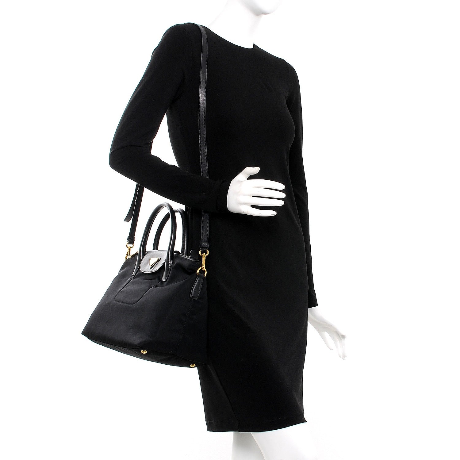 Prada Saffiano Tessuto Nylon Tote Nero Black 2 of 7