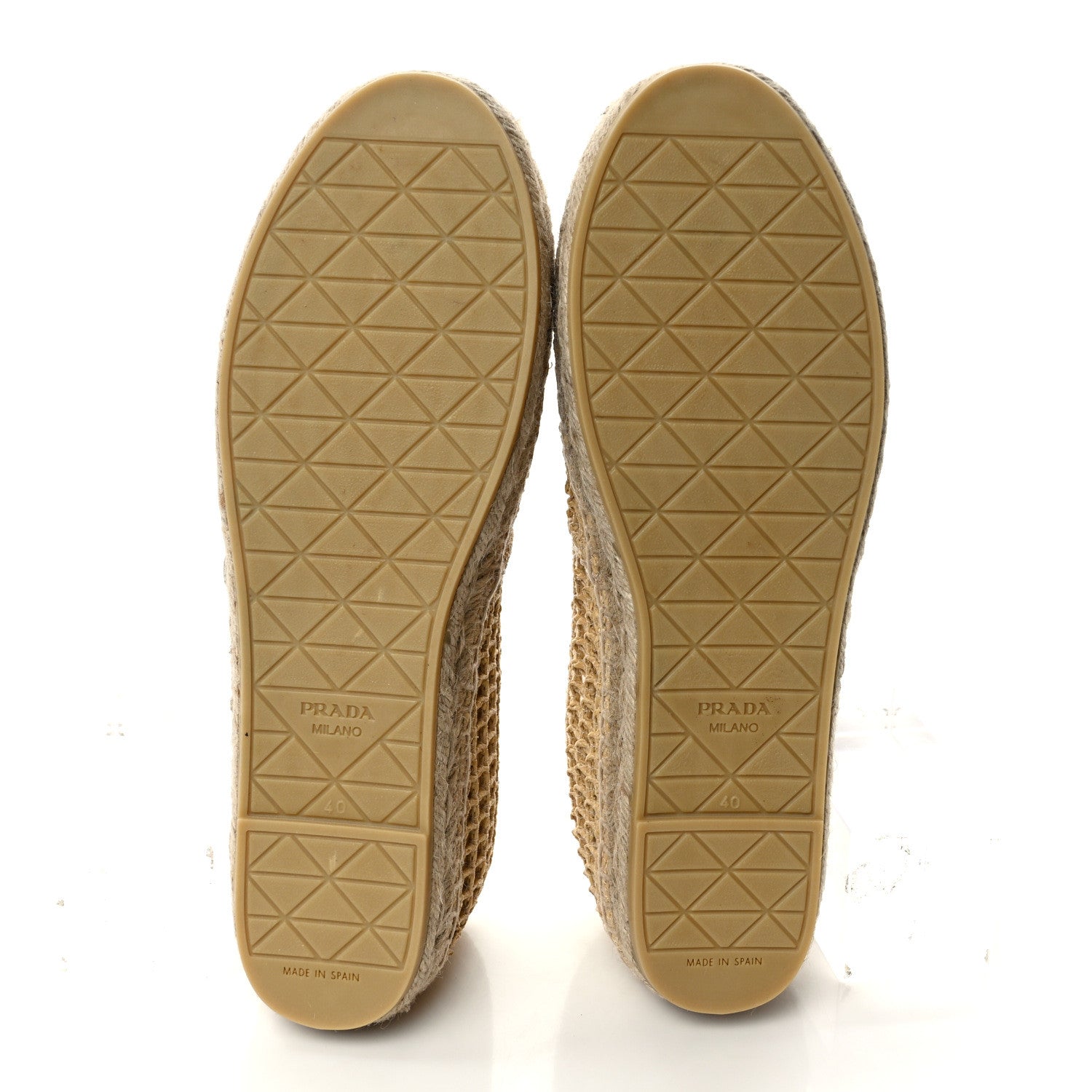 Prada Raffia Triangle Logo Crochet 20mm Espadrilles 40 Naturale 5 of 8